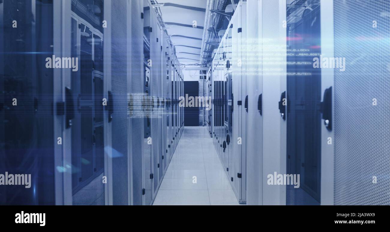 Computer servers in a server room with glowing lights Stock Photo - Alamy