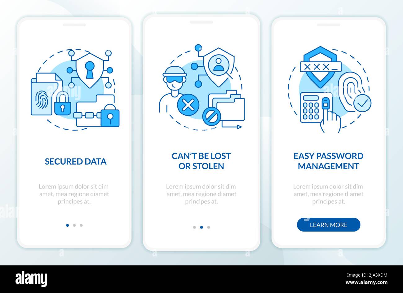 Advantages of digital identity blue onboarding mobile app screen Stock ...