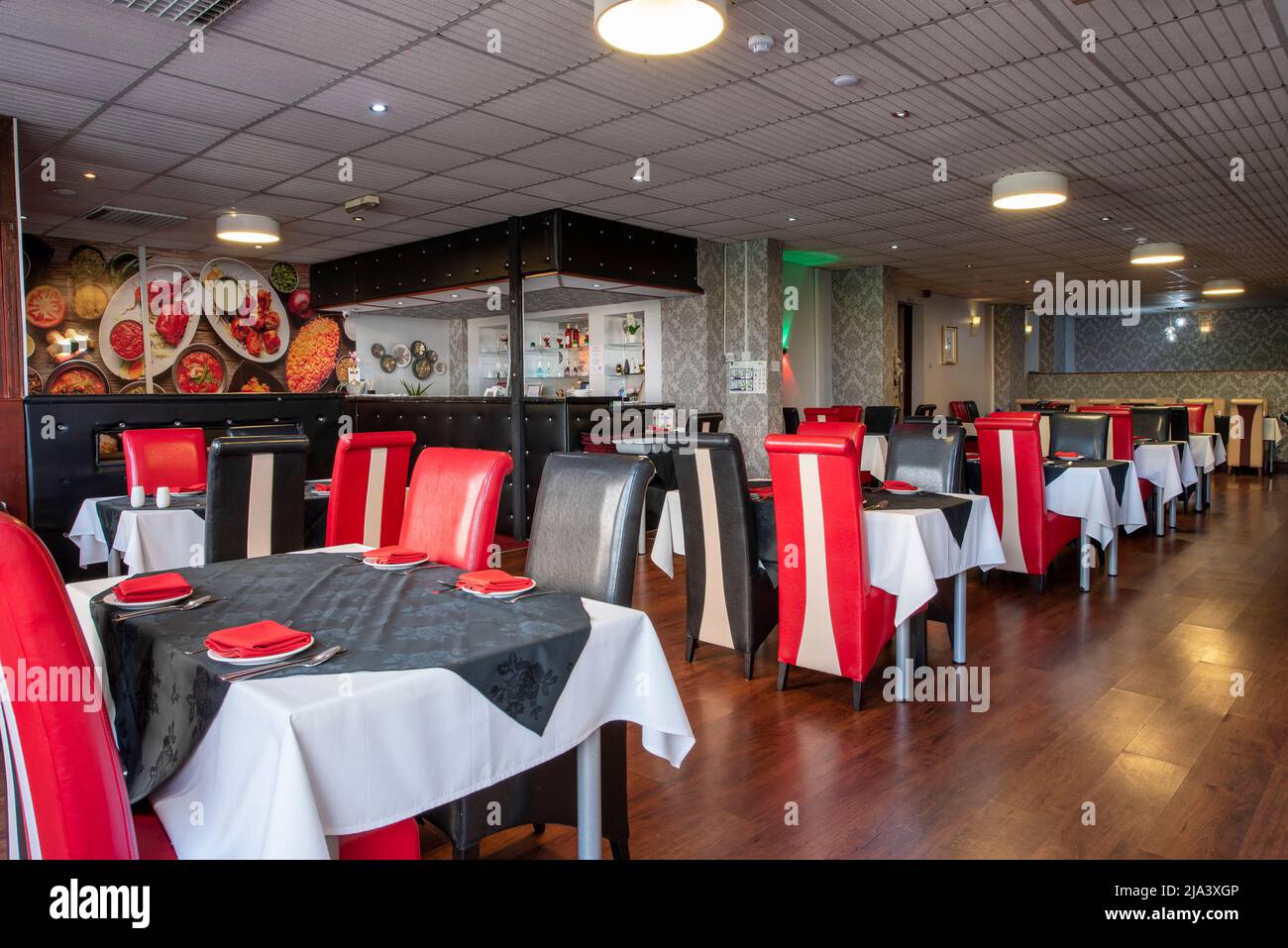 Kiran's Balti and authentic Indian and Bangladeshi restaurant interior view. Stock Photo