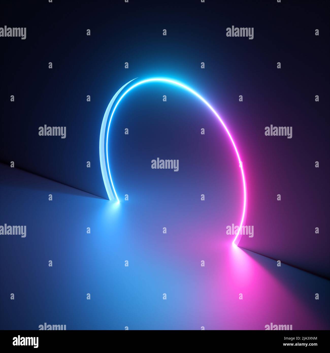 3d render, abstract geometric neon background, pink blue vivid light ...
