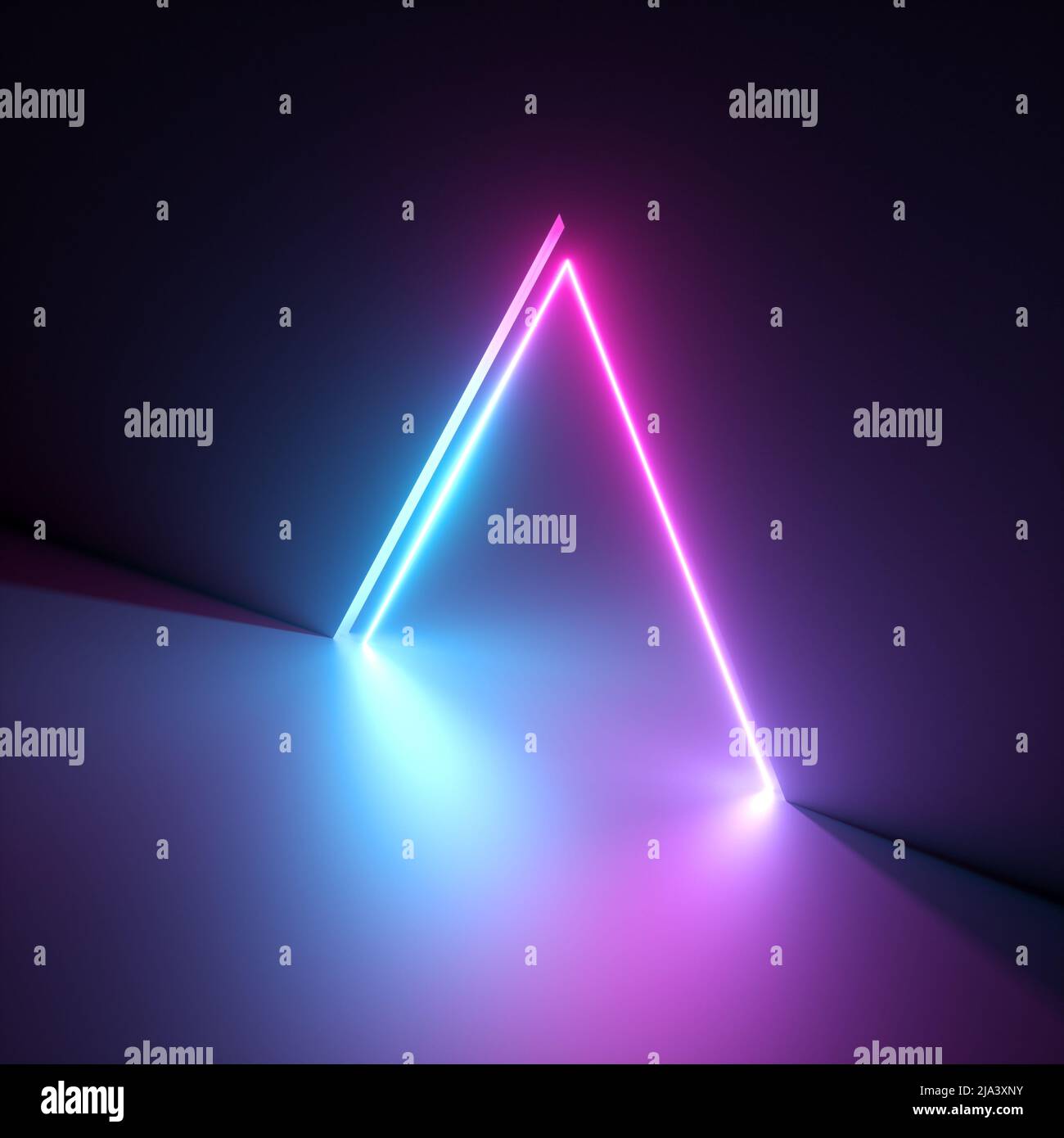 3d render, abstract geometric neon background, pink blue vivid light ...