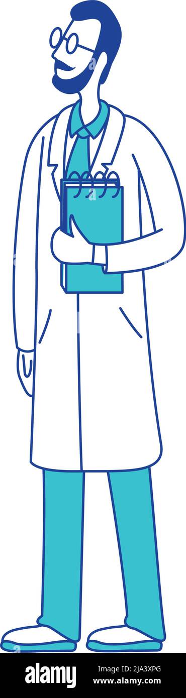 Scientist semi flat color vector character Stock Vector