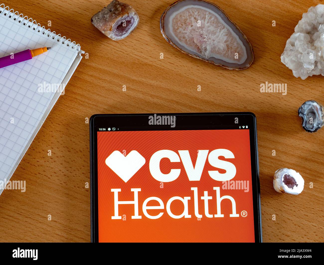 In this photo illustration CVS Health Corporation logo seen displayed ...