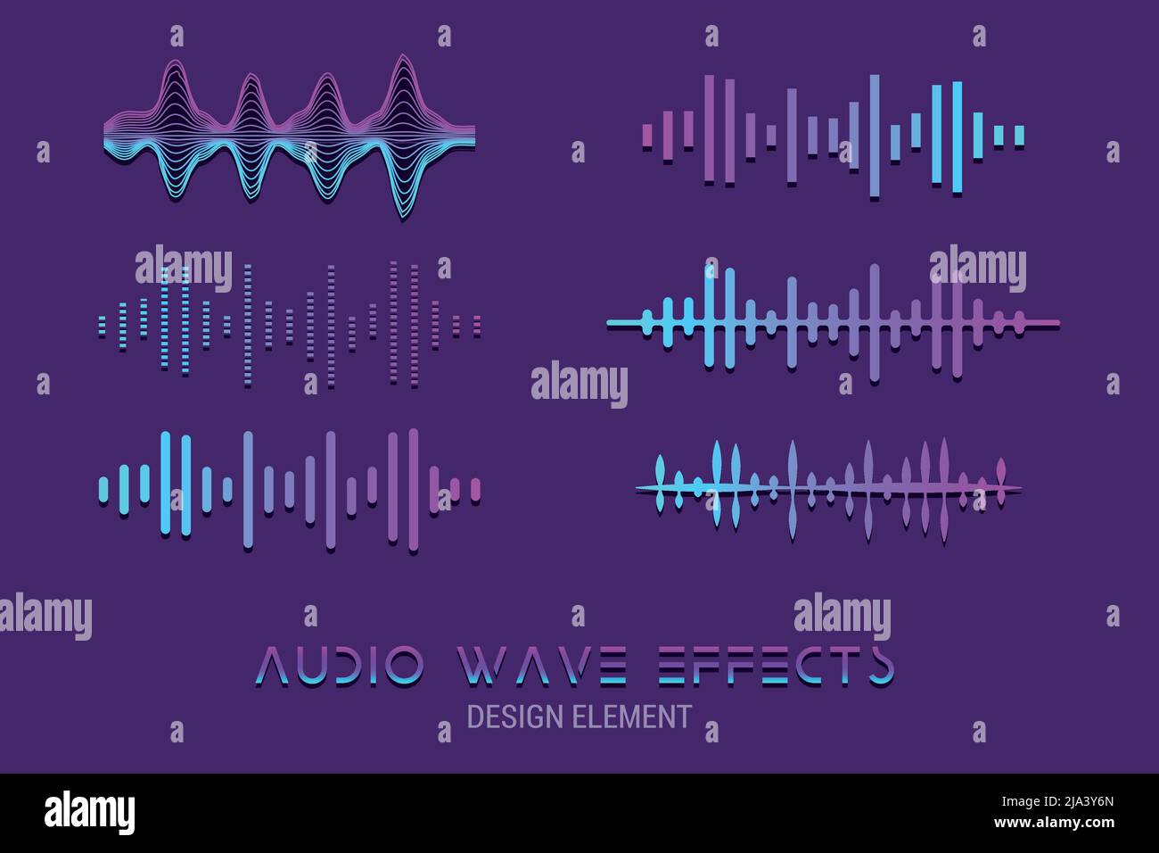 Modern audio wave equalizer. Abstract Fluid Creative Templates with Dynamic Audio Waves. Cards, Color Covers Set. Geometric design, Vector illustratio Stock Vector
