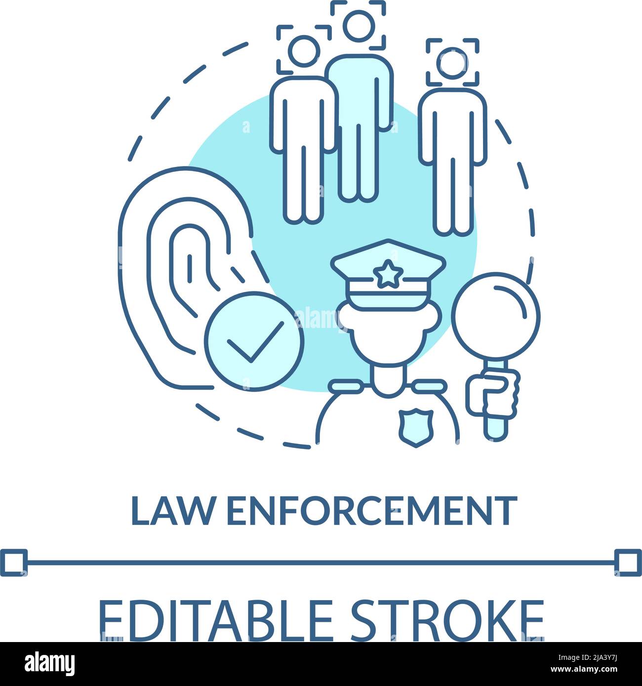 Law enforcement turquoise concept icon Stock Vector