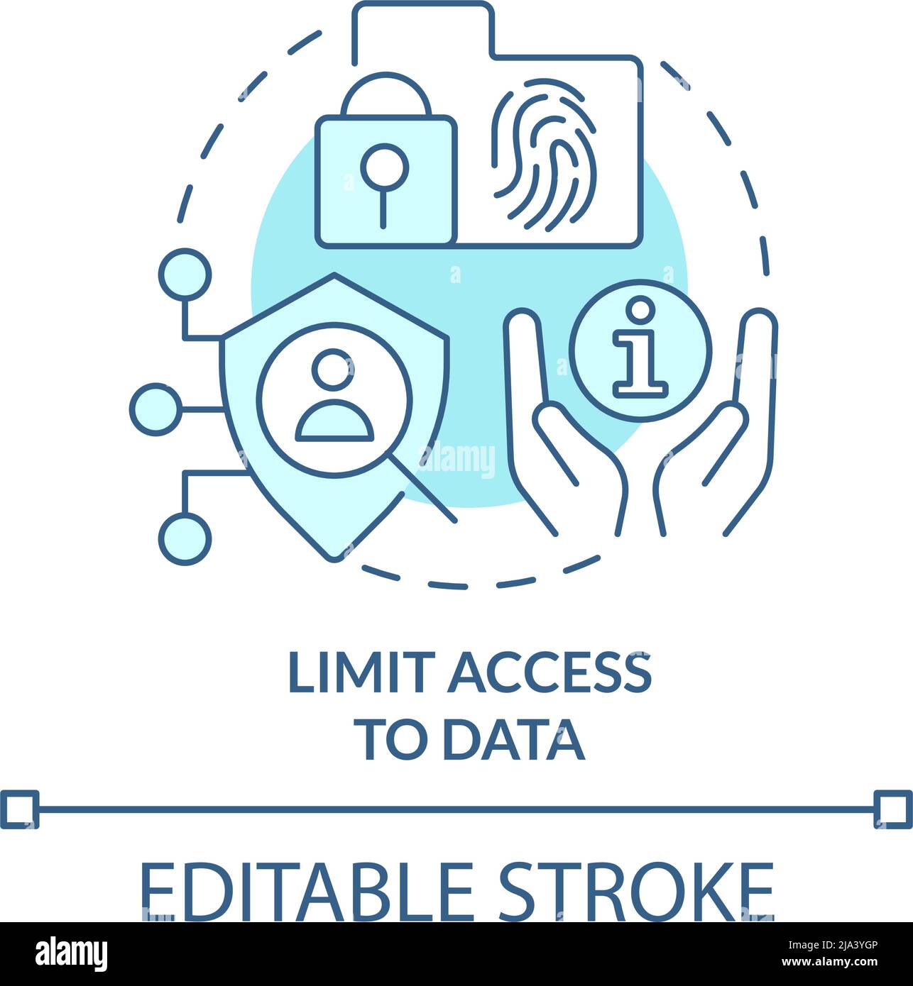 Limit access to data turquoise concept icon Stock Vector
