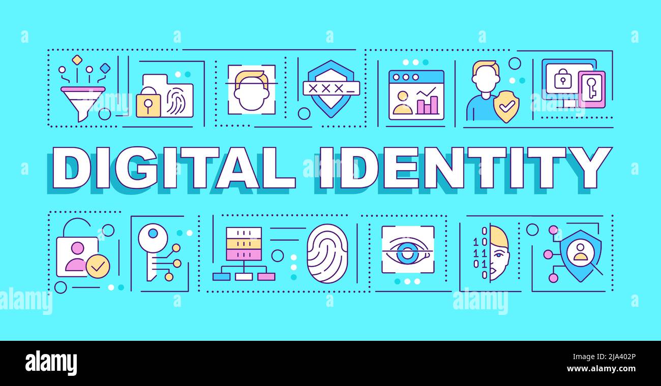 Digital identity word concepts blue banner Stock Vector