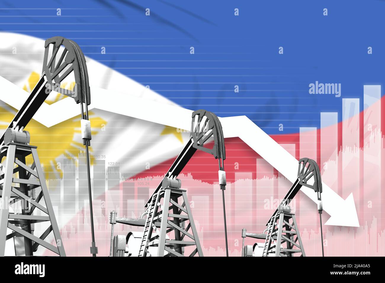 Philippines oil industry concept, industrial illustration - lowering ...