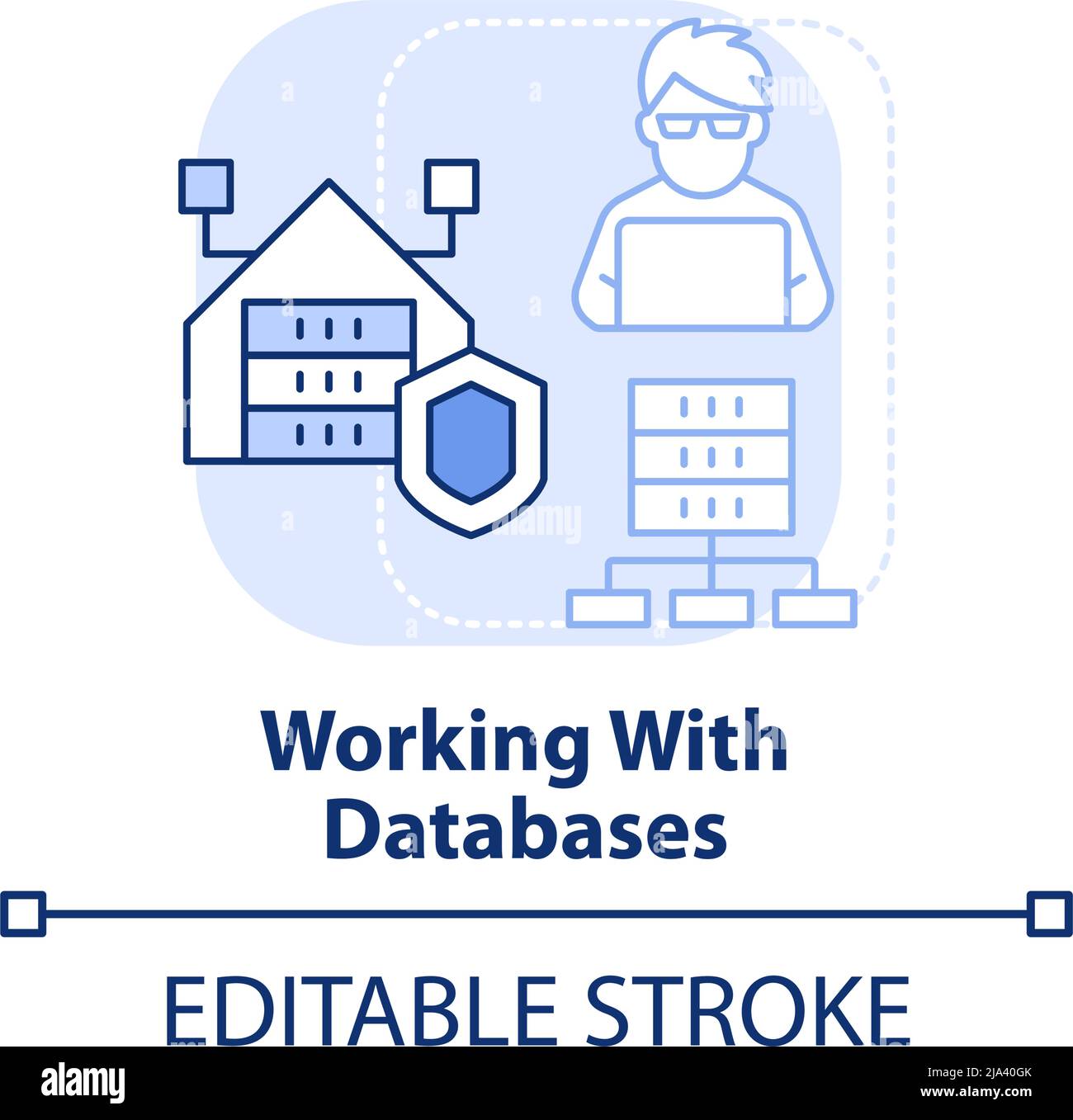Working with databases light blue concept icon Stock Vector Image & Art ...