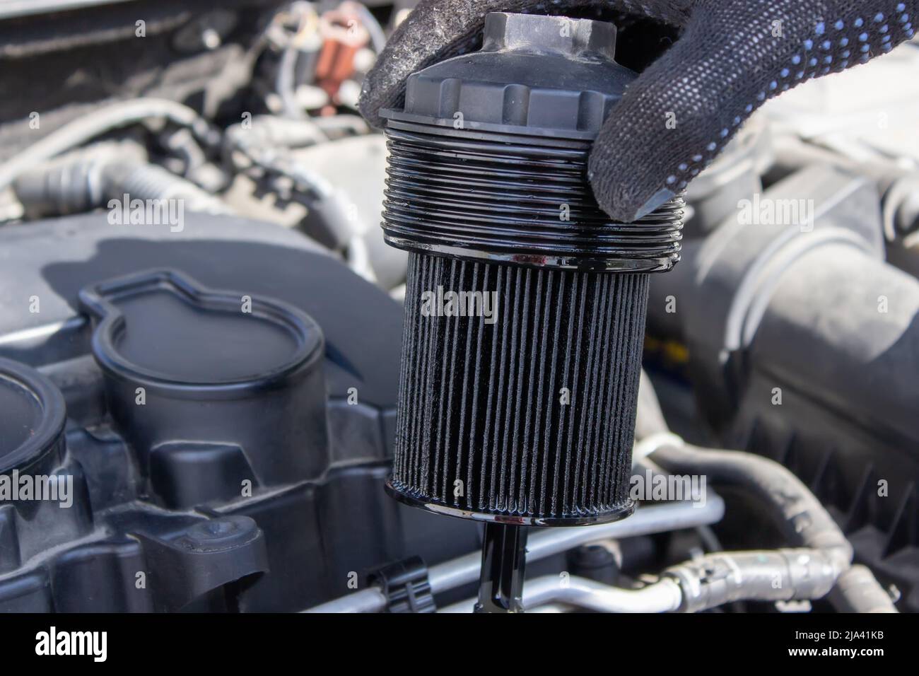 Car engine oil filter replacement. Transmission and maintenance. Energy