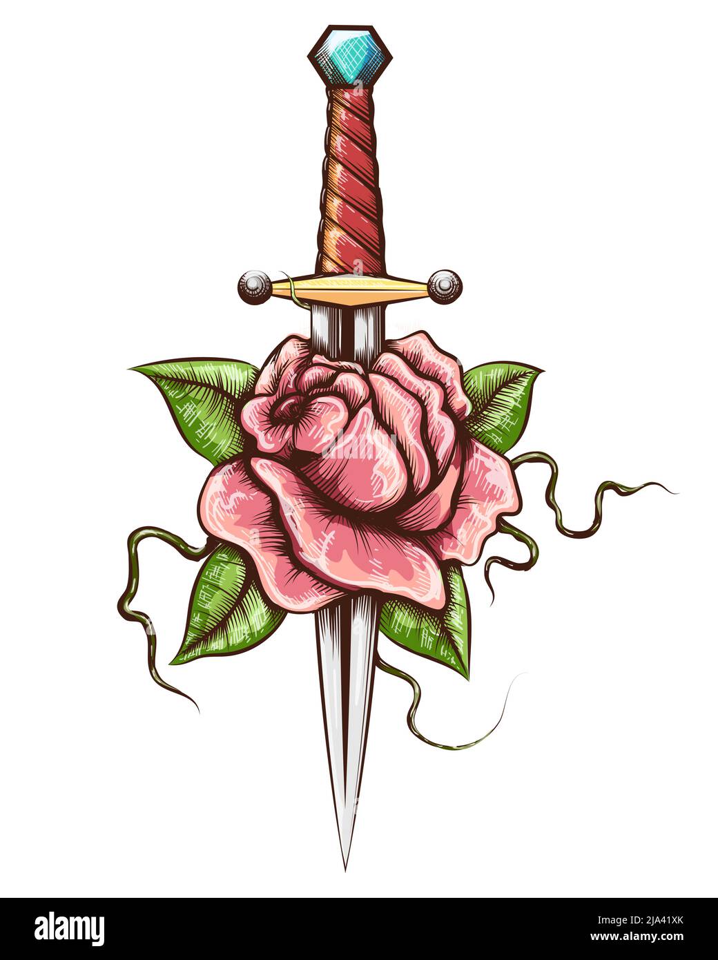 dagger and rose tattoo