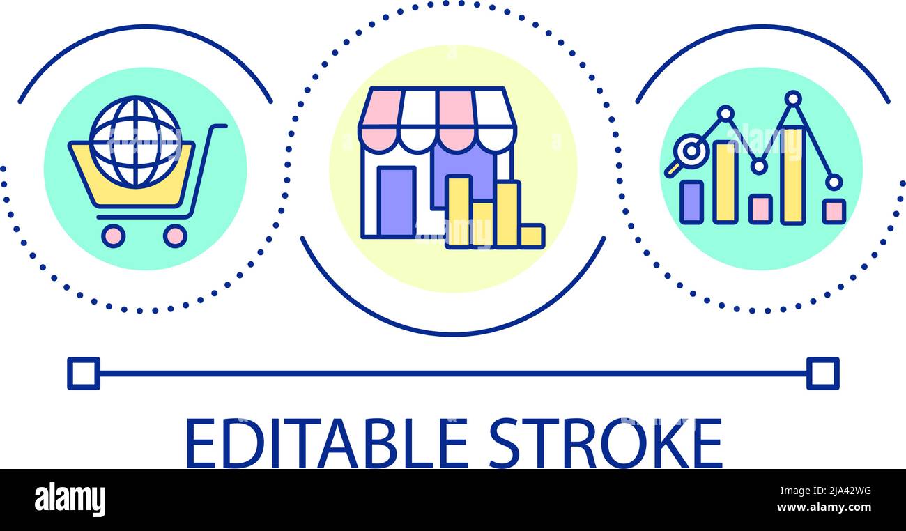 Ecommerce profits statistics loop concept icon Stock Vector