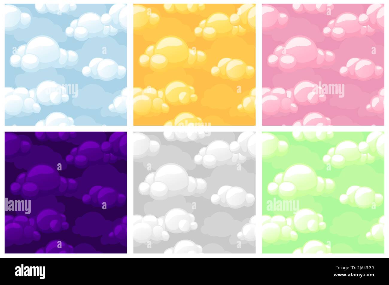 Set seamless Stylized Clouds Texture. Seamless Pattern sky Stock Vector ...