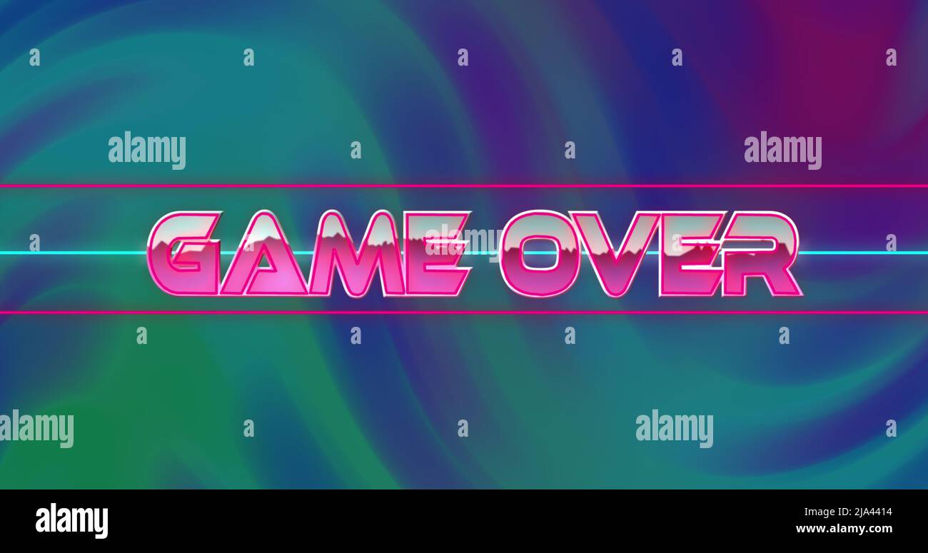 Image of game over on multicolour changing background Stock Photo