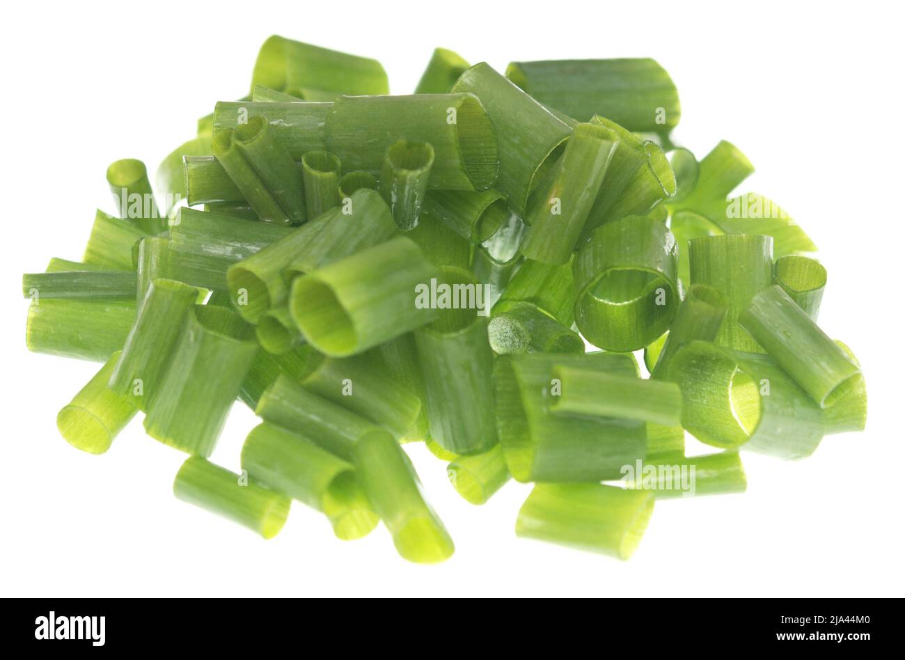 Green chopped onion isolated on white background Stock Photo