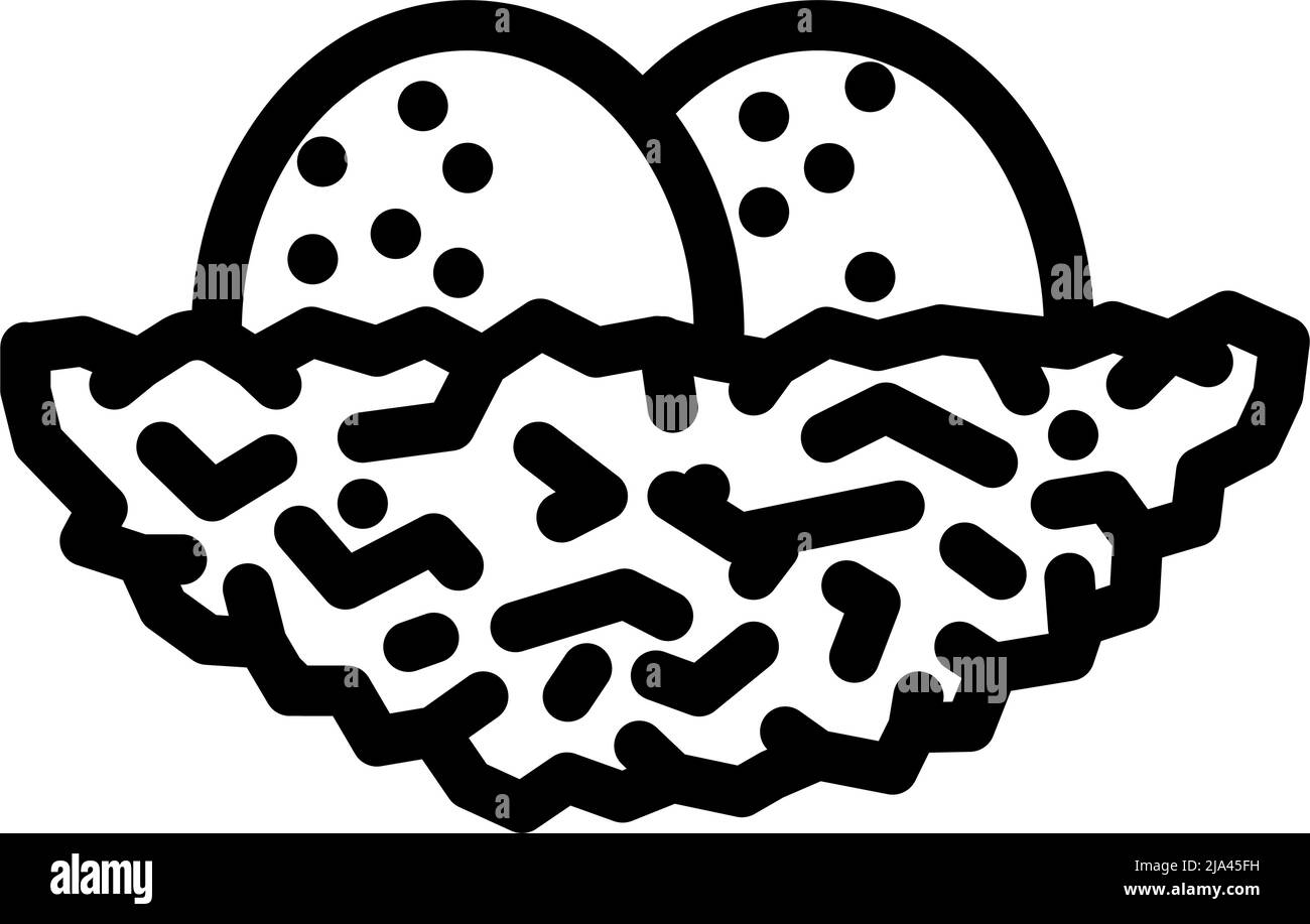 nest with bird eggs line icon vector illustration Stock Vector Image ...