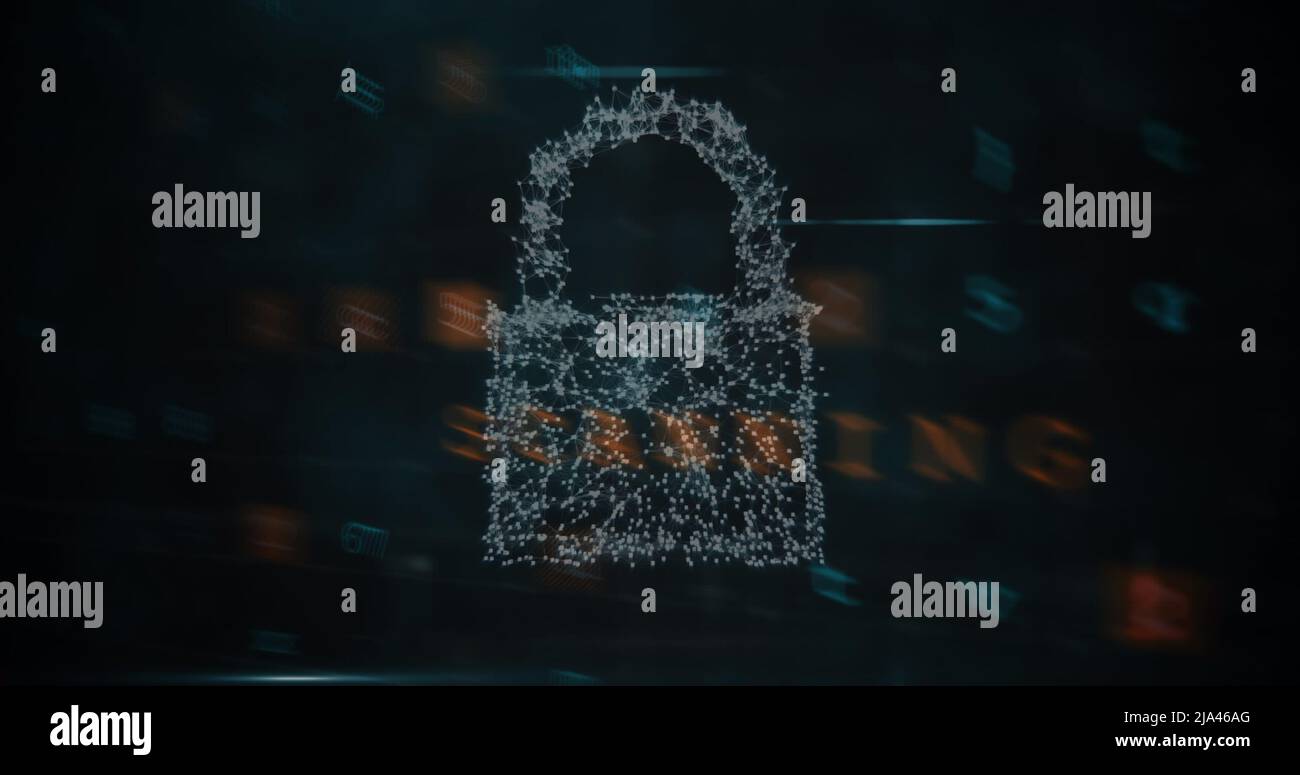 Image of security padlock over data processing on dark background Stock ...