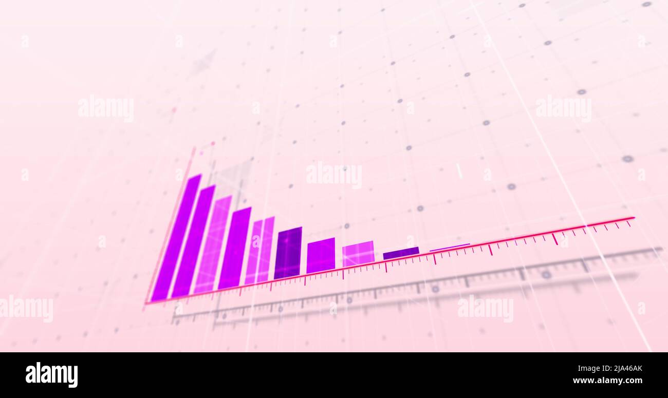 Image of financial data processing over pink background Stock Photo