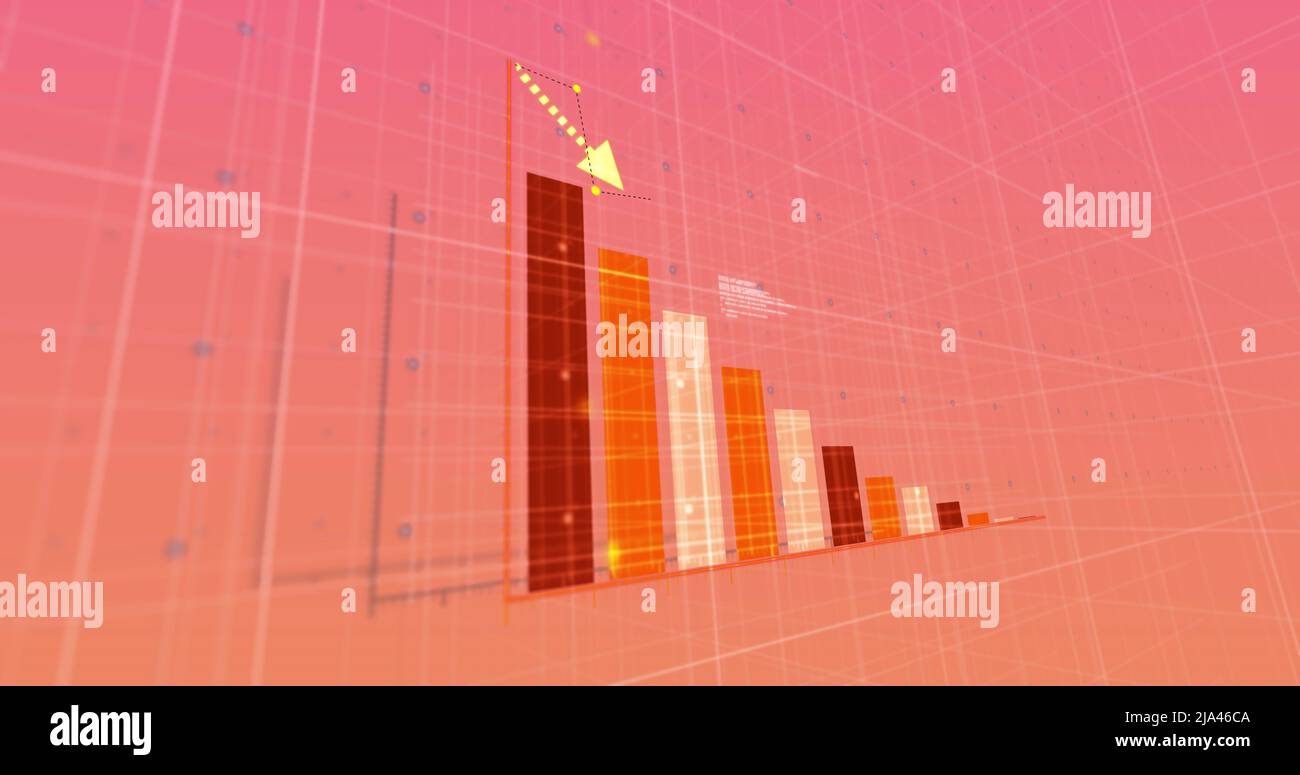 Image of financial data processing over pink background Stock Photo