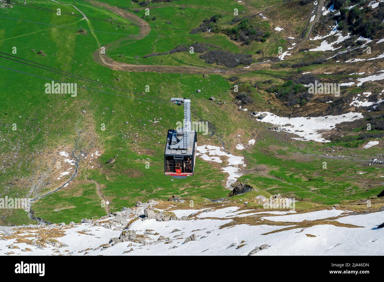 Schilthorn Piz Gloria cableway, Murren, Canton of Bern, Switzerland Stock Photo