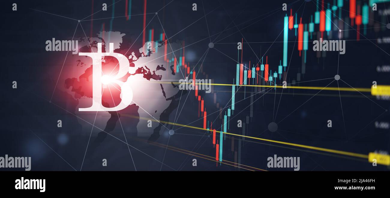 crypto bitcoin currency trading banner. finance market chart Stock Photo -  Alamy