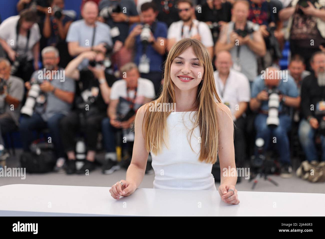 Cannes, France. May 27, 2022, Marie Colomb attends the photocall for