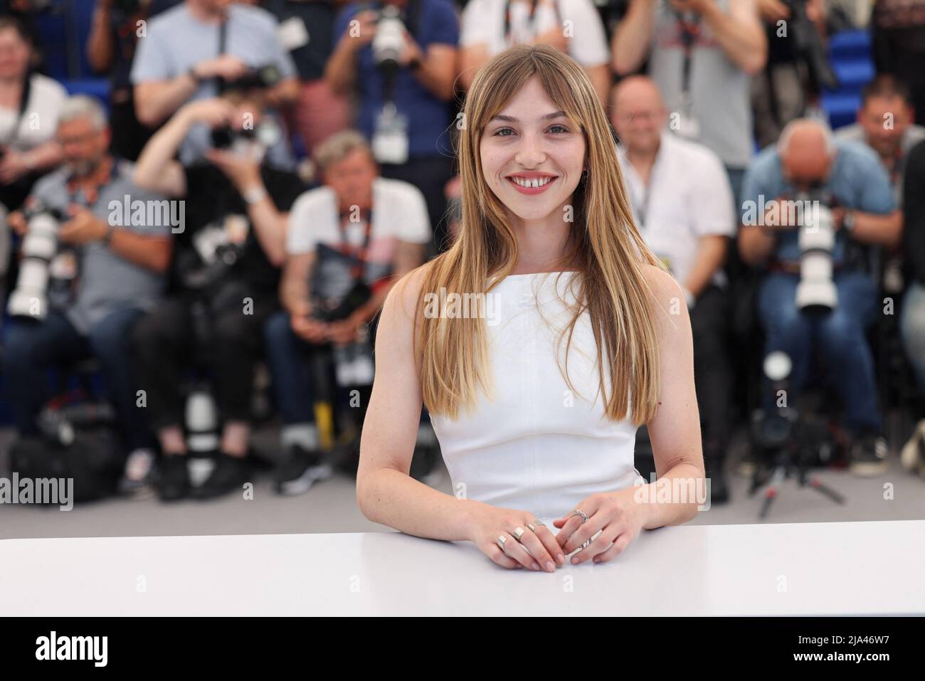 Cannes, France. May 27, 2022, Marie Colomb attends the photocall for