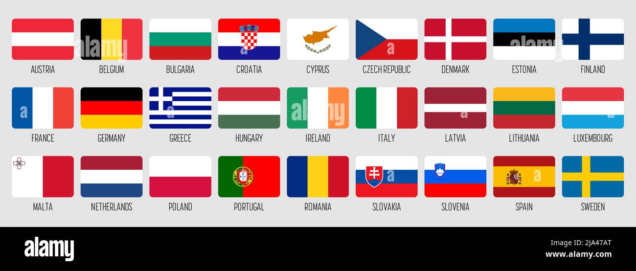 National flags of EU members Stock Vector