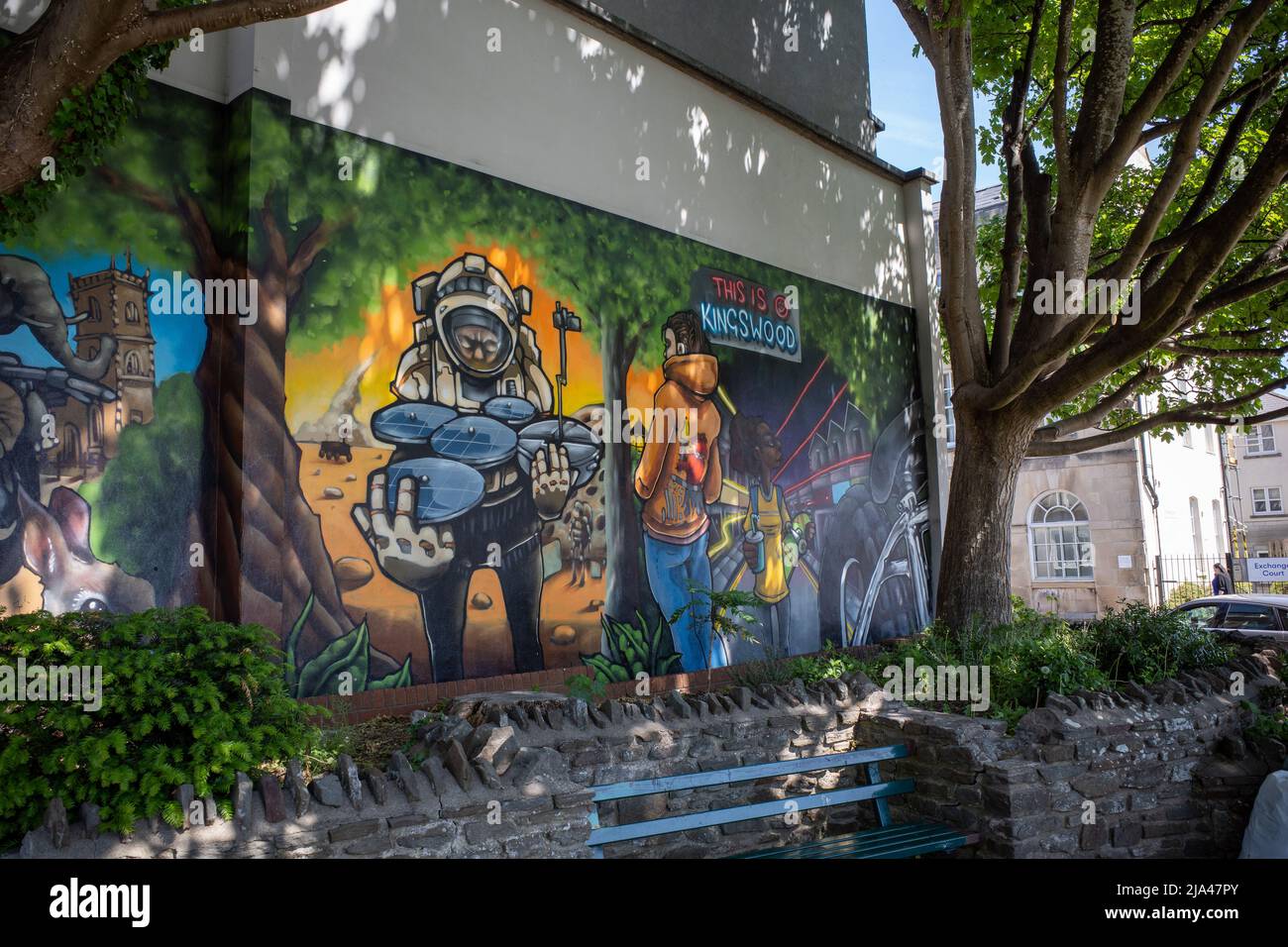 Mural depicting Kingswood’s, Bristol history (May22 Stock Photo Alamy