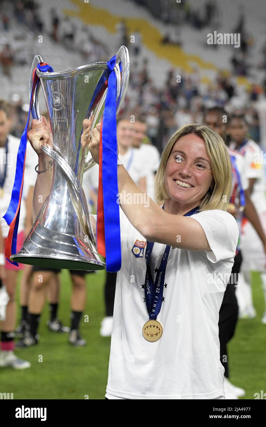 TURIN Olympique Lyonnais women trainer coach Sonia Bompastor with the