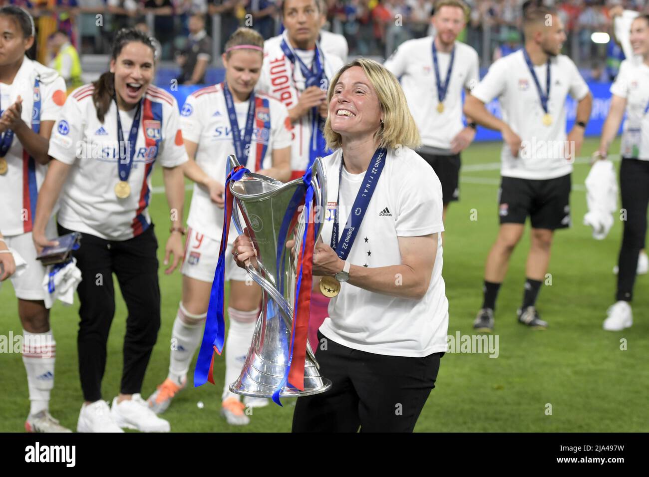 TURIN Olympique Lyonnais women trainer coach Sonia Bompastor with the