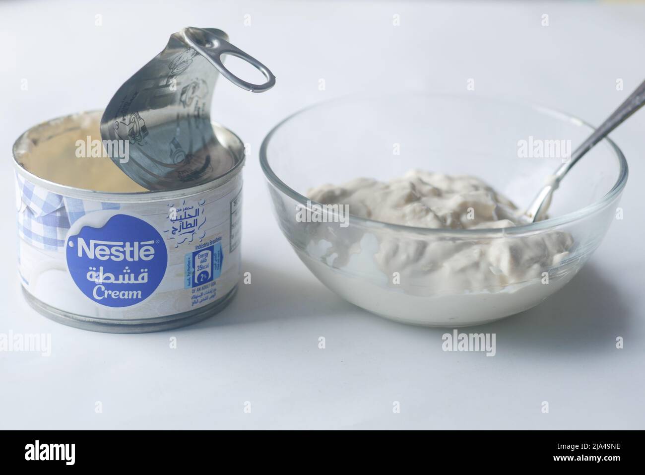 dhaka bangladesh 23 may 2022. Nestle milk cream in a container Stock