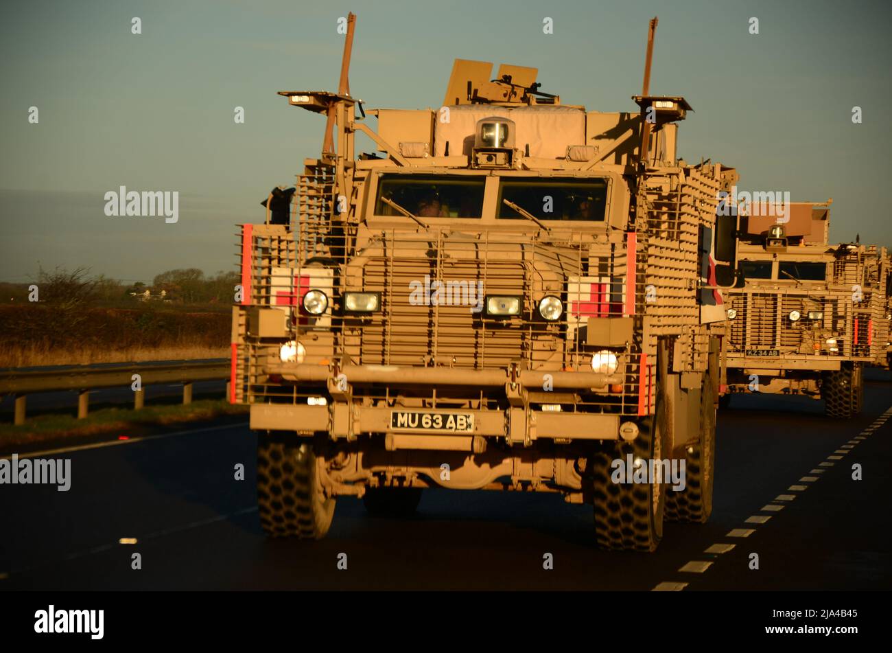 Military Ridgeback Ambulance convoy, 335 Medical Evacuation Regiment Stock Photo