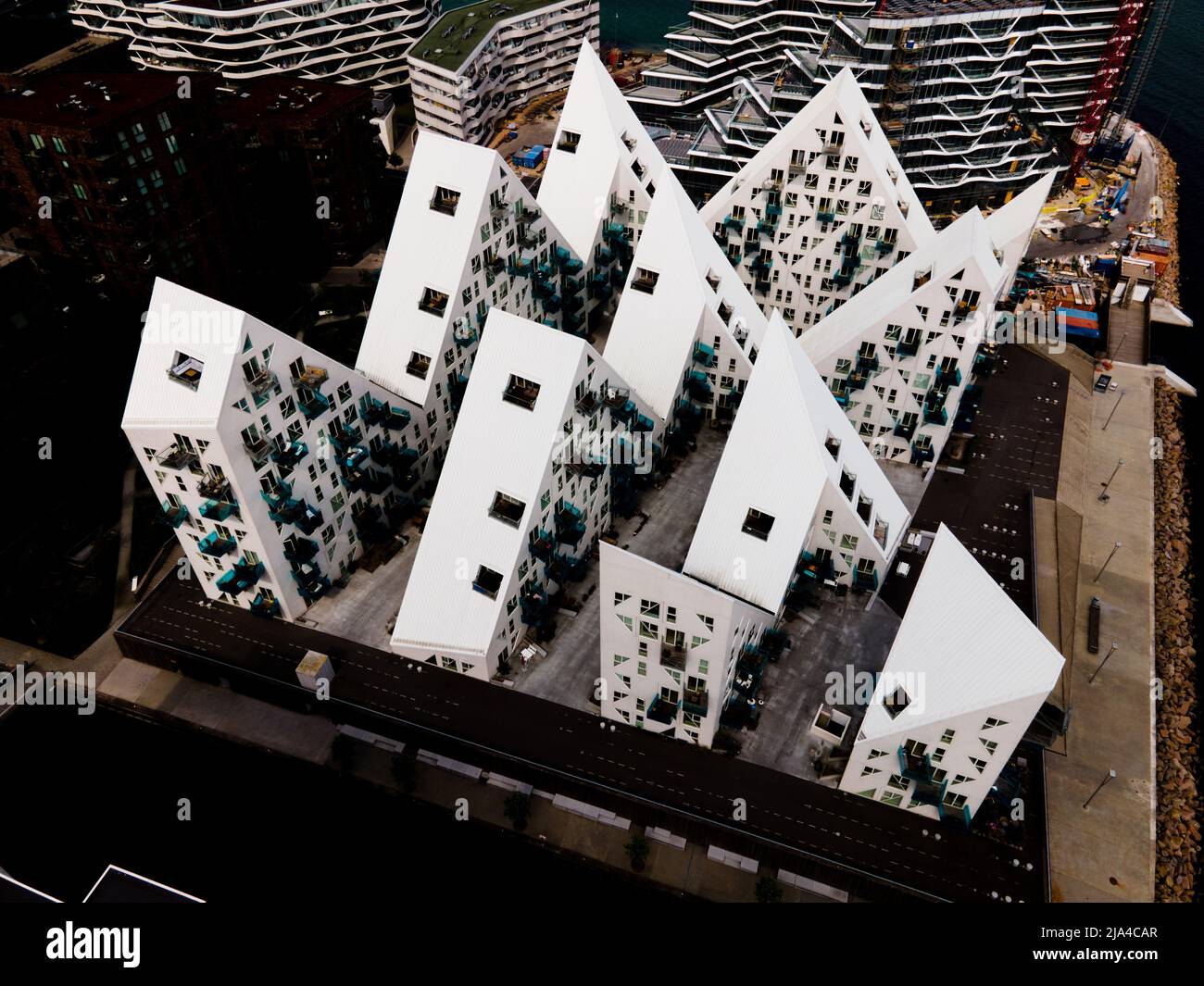 The Iceberg Apartment Complex in Aarhus, Denmark by Drone Stock Photo ...