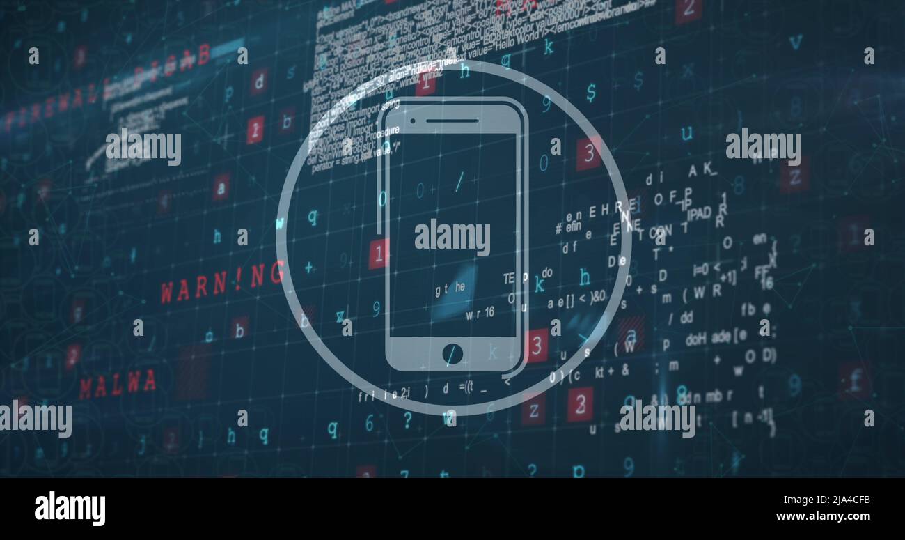Image of data processing over smartphone Stock Photo