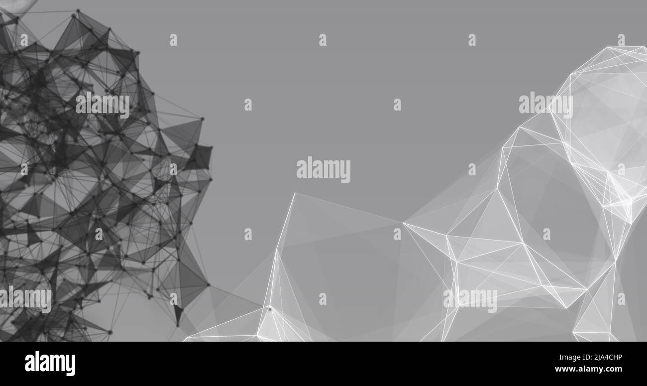 Digital image of plexus networks and data processing against grey background Stock Photo