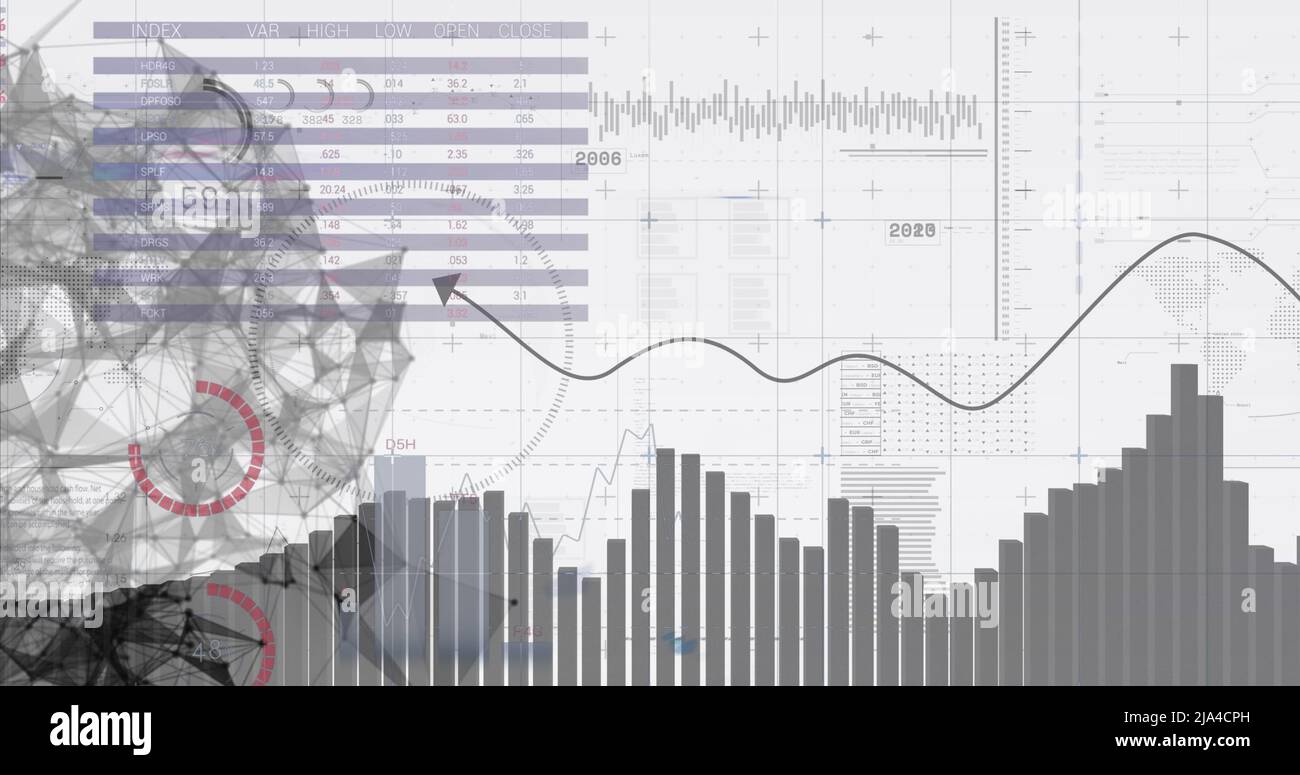Image of data processing over white background Stock Photo