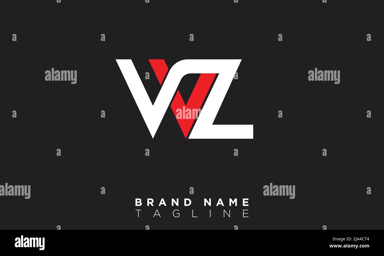 WZ Alphabet letters Initials Monogram logo Stock Vector