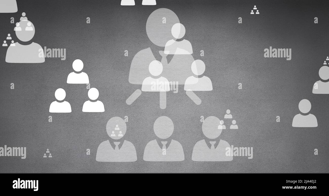 Image of user icons floating on grey background Stock Photo - Alamy