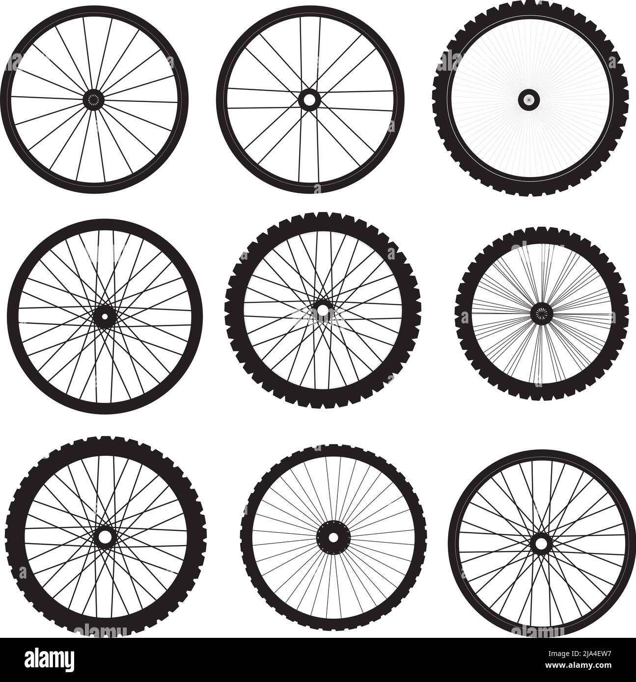 vectorized bicycle wheels for editing and graphics Stock Vector Image