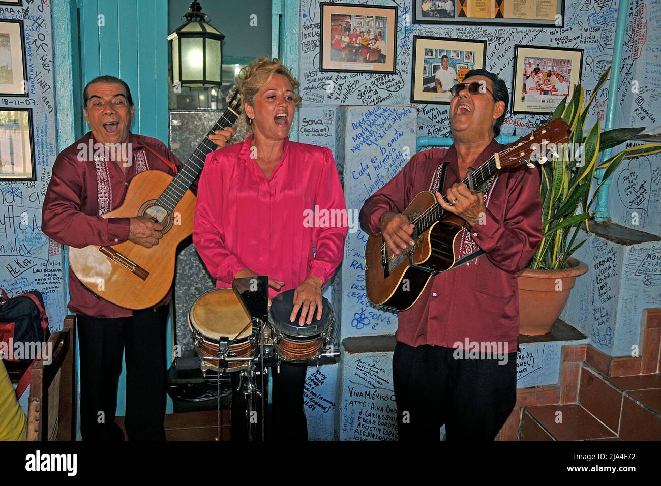 Life music in the bar La Bodeguita del Medio, most popular bar in Havana, Cuba, Caribbean Stock Photo