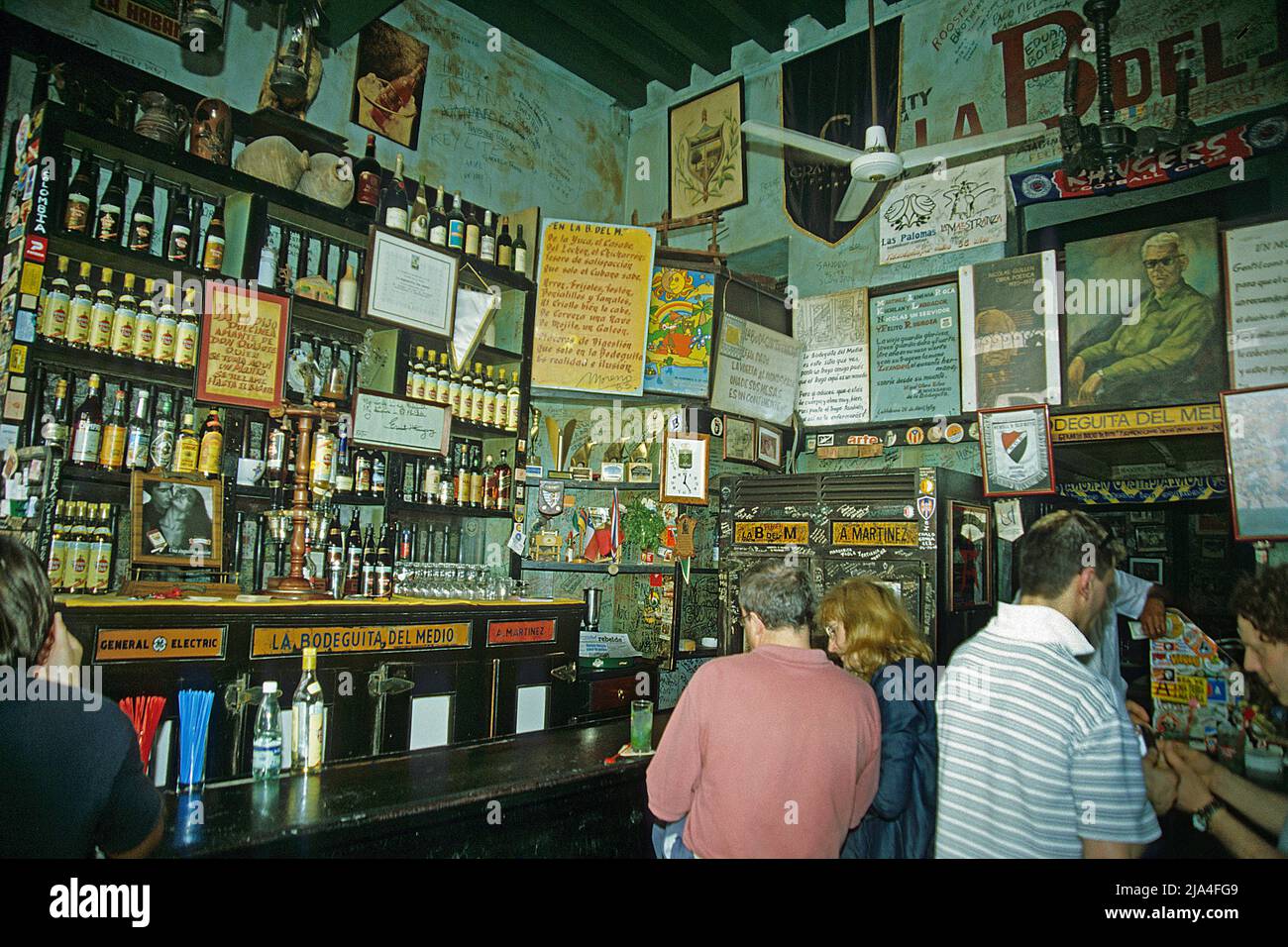 Locals and tourists in the bar La Bodeguita del Medio, most popular bar in Havana, Cuba, Caribbean Stock Photo