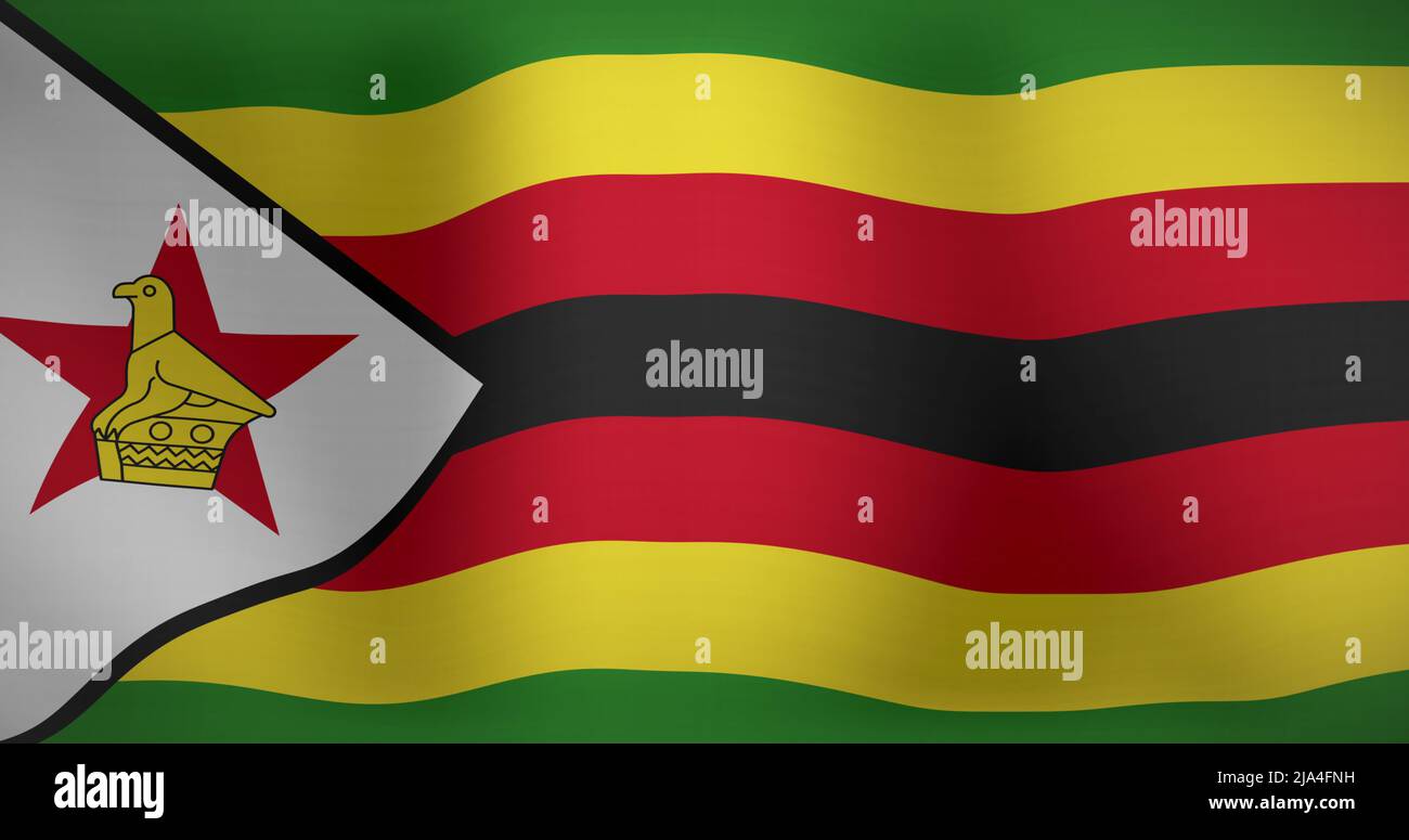 Image of national flag of zimbabwe waving Stock Photo Alamy