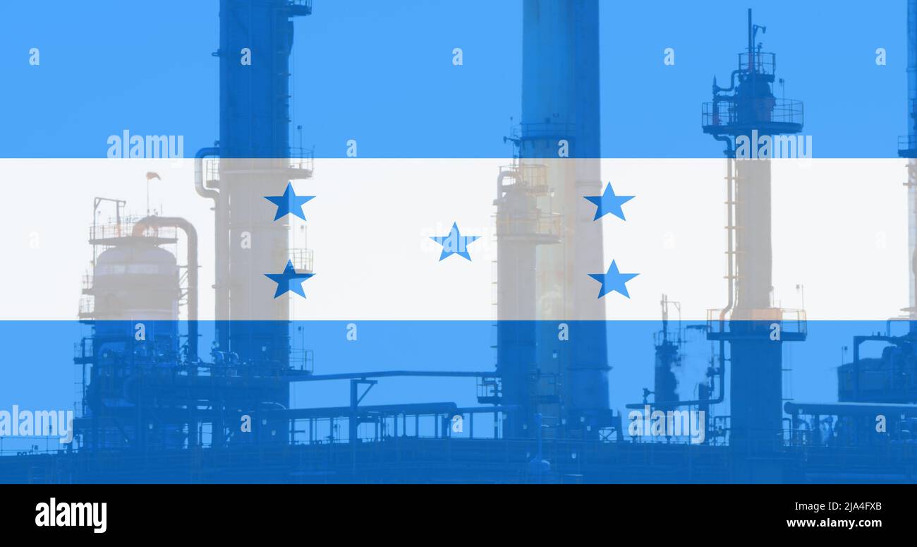 Image of flag of honduras over factory Stock Photo
