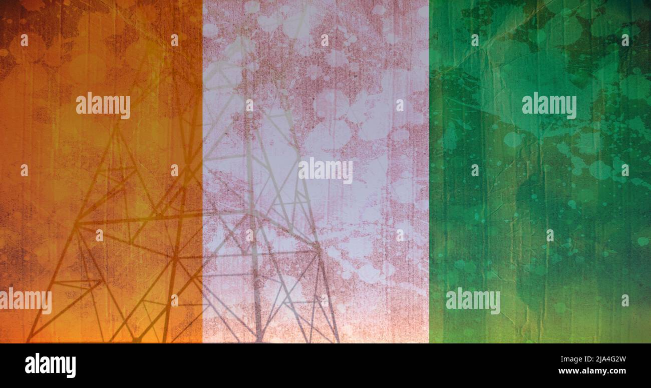 Image of flag of ivory coast over pylon Stock Photo - Alamy