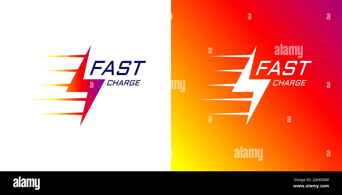 Fast electric charging lightning logo. Quick electrical power charger