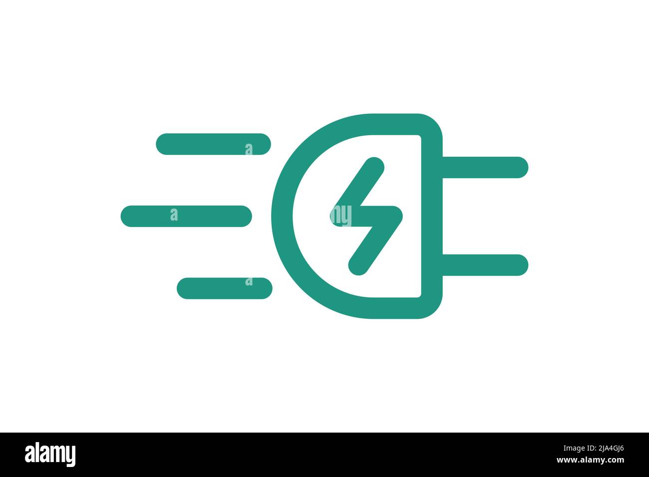 Fast electric charging plug with lightning icon. Quick electrical power