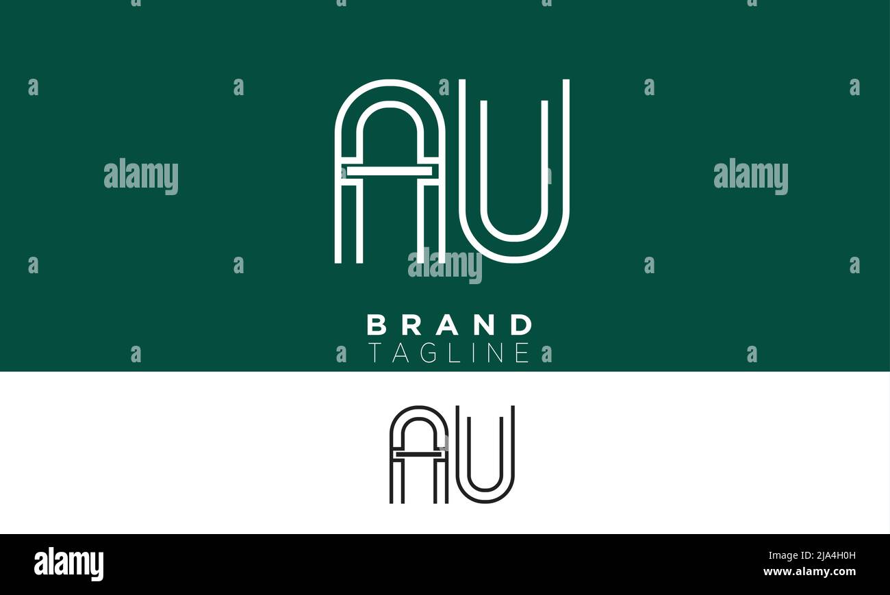 AU Alphabet letters Initials Monogram logo UA, A and U Stock Vector