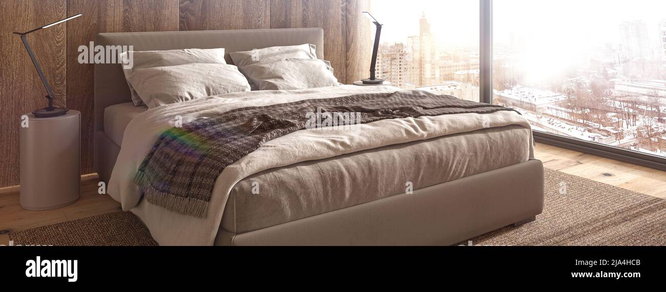 Thumbnail for Bedroom Window View In Scandinavian Penthouse Apartment With Exterior Design