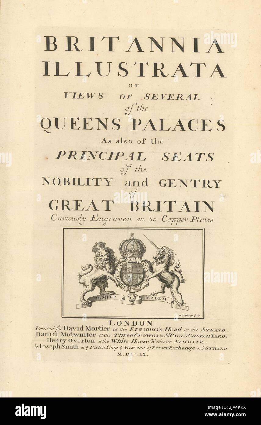 Britannia Illustrata or views of several of the Queens palaces. Title page 1709 Stock Photo